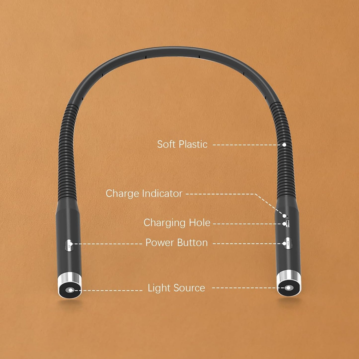 LED Neck Reading Light, 3-Color & 3-Brightness Adjustable Bendable Neck Light, USB Rechargeable Book Light for Reading in Bed, Knitting, Crochet, Camping, Working, Book Lovers Gifts (Black)