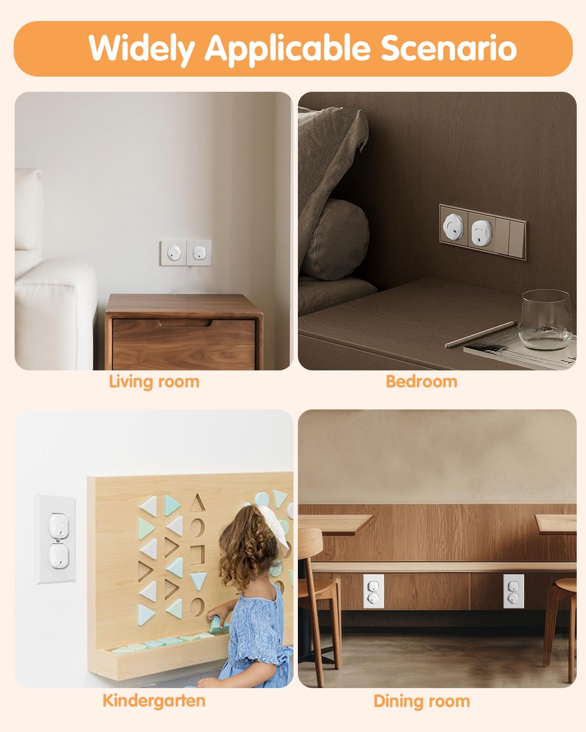Outlet Covers Baby Proofing, 24 Pack Plug Covers Baby Proofing, Outlet Plug Covers for US 3-Prong to Prevent Electric Shock, Outlet Covers for Home, Office, School, Kindergarten, White