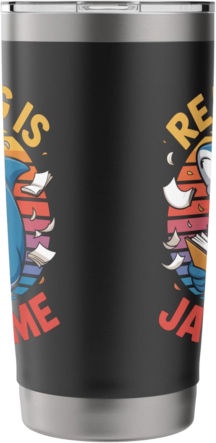 Reading Is Jawsome Shark reading Stainless Steel Insulated Tumbler