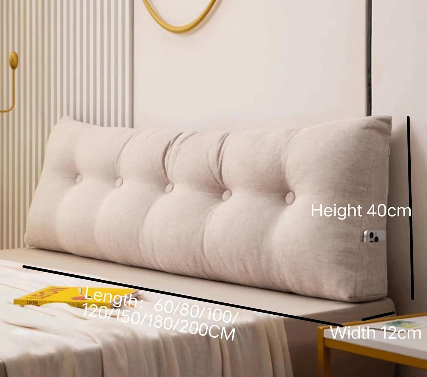 Large Headboard Pillow Triangular Reading Wedge Pillow Recliner Headboard Back Cushion Waist Positioning Upholstery Backrest Pillow for Sitting in Bed(Size:190X40cm,Color:E)