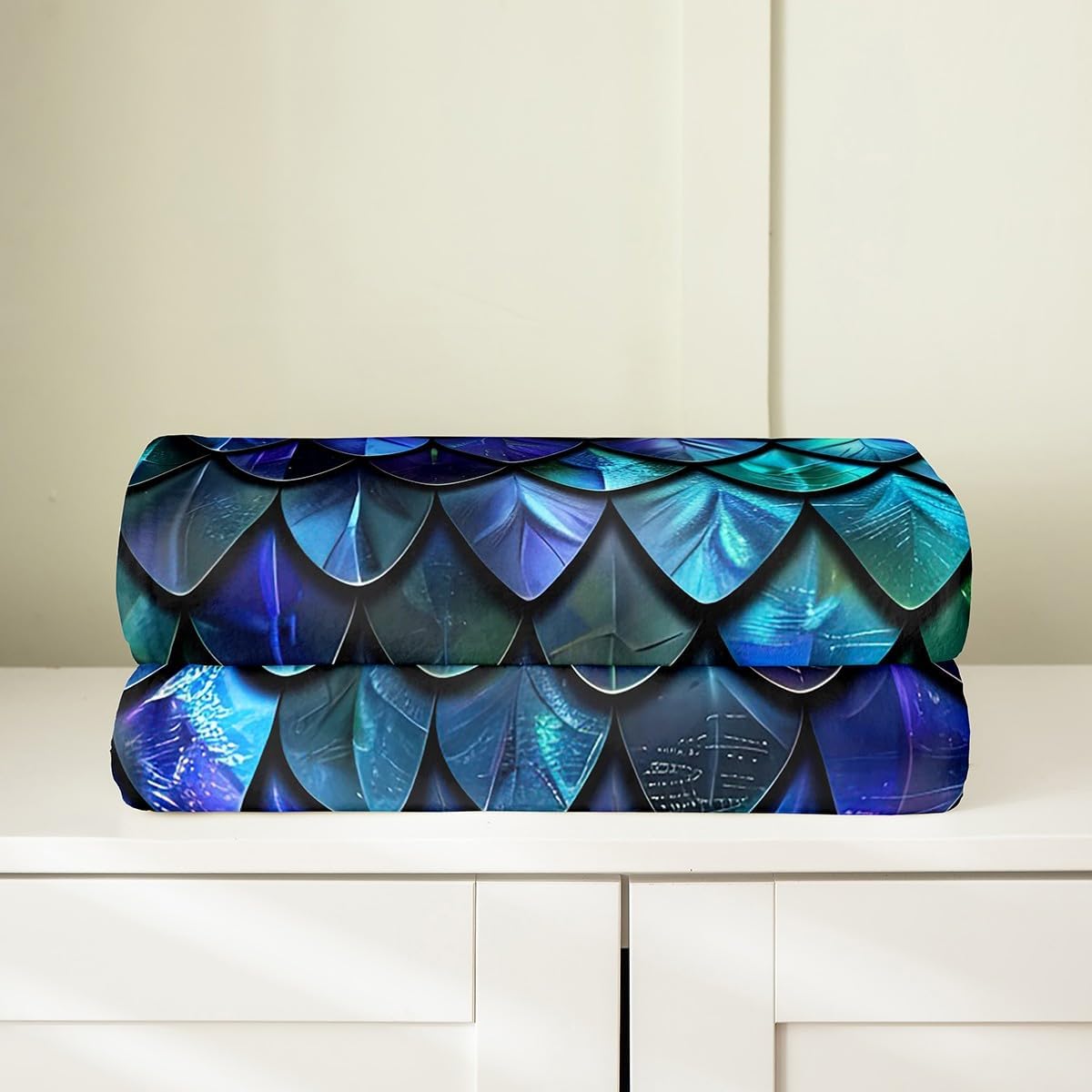 Erosebridal Dragon Blanket,Dragon Scals Throw Blanket,Fantasy Squama Fleece,Western Animal Scales Fuzzy Blankets Throw 50X60 for Women Men Adults