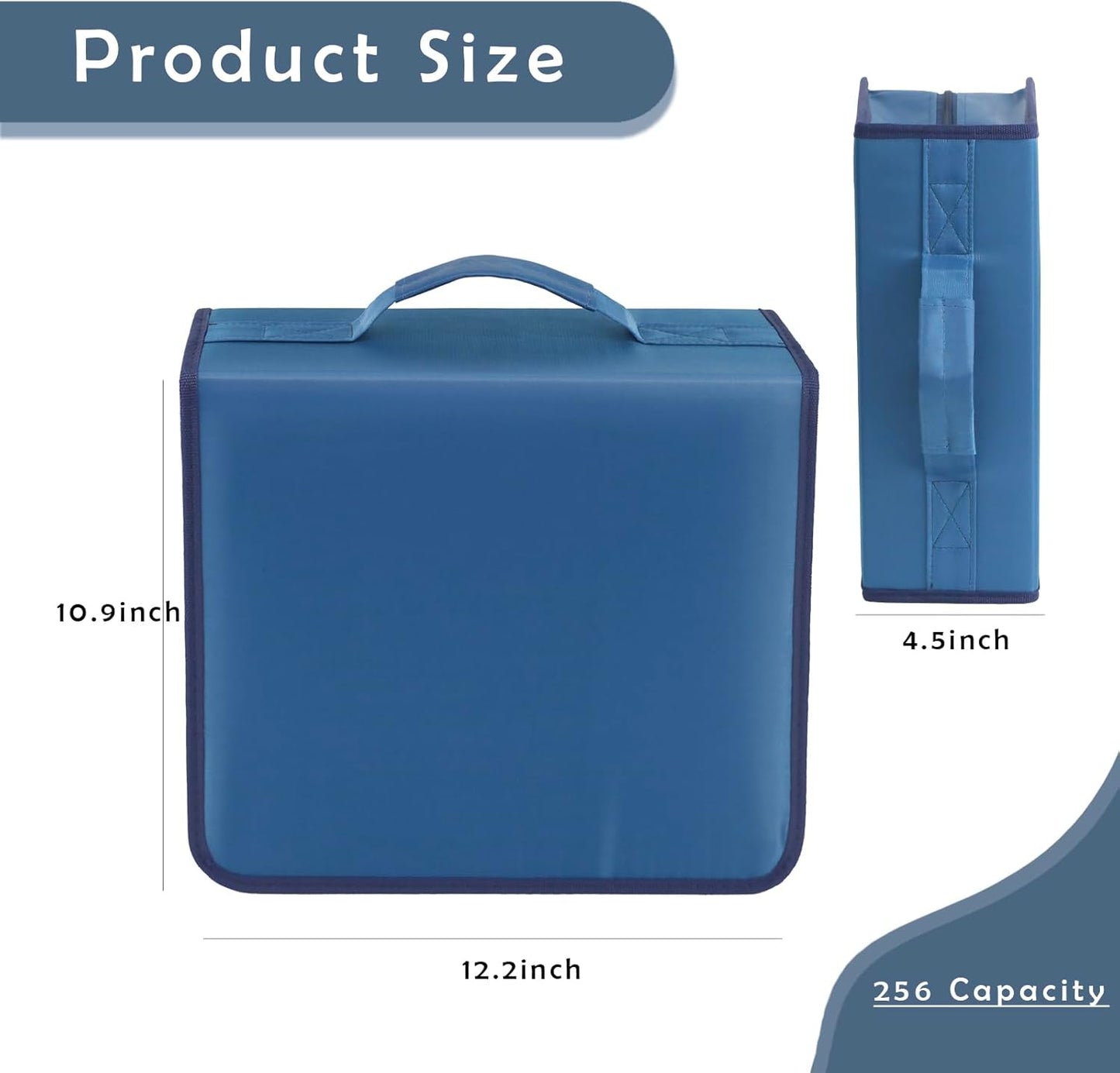 DVD Case CD Storage,256 Capacity CD Cases Holder DVD Storage Case Holders CD DVD Disc Case Storage Wallet Binder for Car Home Office Travel (256 Blue)