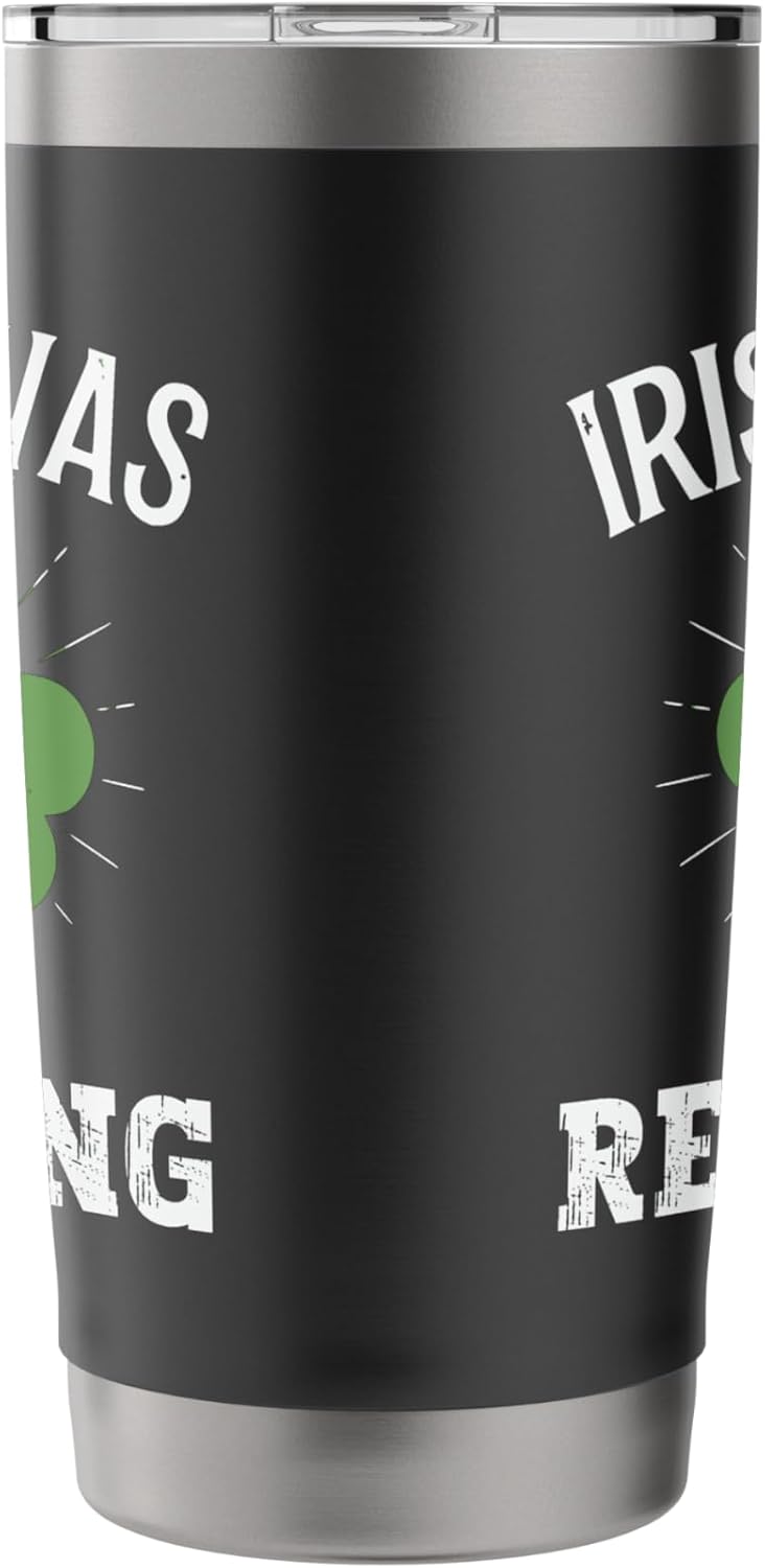 Irish I Was Reading Lucky St Patricks Day Shamrock Clover Stainless Steel Insulated Tumbler