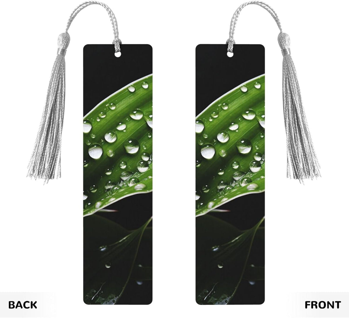 Plant Water Drops Bookmarks Gifts for Women Men, Wooden Bookmarks for Book Lovers, Vintage Book Marks Ornaments with Tassel, Unique Personalized Reading Page Markers Gray