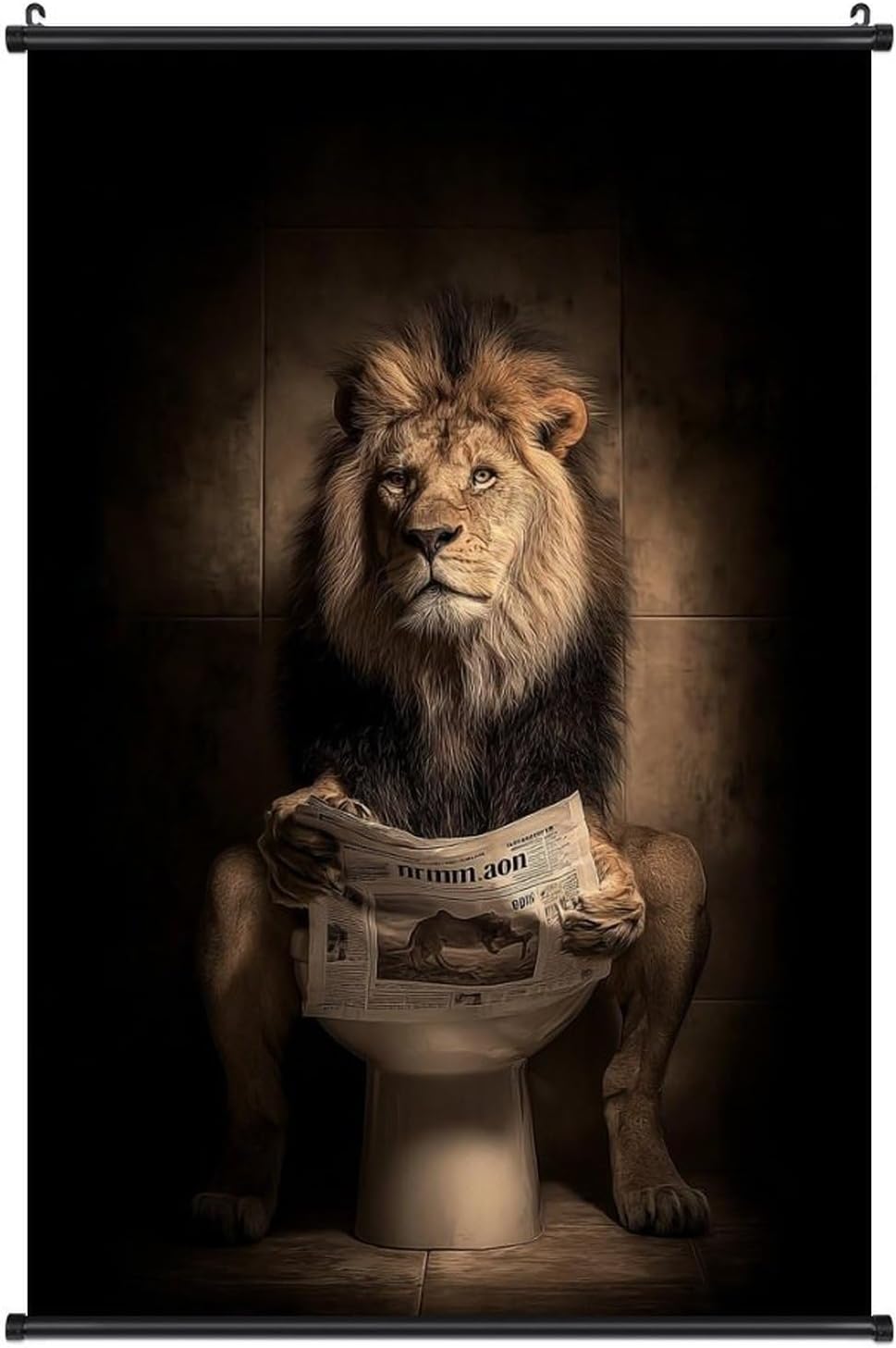 Rucatto An Abstract Art Poster Depicts A Lion Reading A Newspaper in A Toilet. Wall Art Paintings Canvas Wall Decor Home Decor Living Room Decor Aesthetic 12x18inch(30x45cm) Style