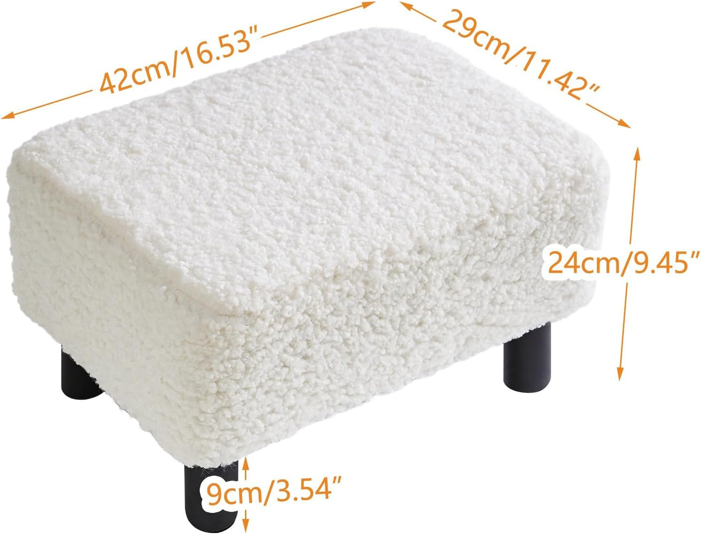 YMYNY Foot Stool Small, Foot Rest Ottoman with Stable Wooden Legs Under Desk, Sofa Footstool for Living Room, Bedroom,Office 16.54''L x 11.42''W x 9.06''H White URF-BD216
