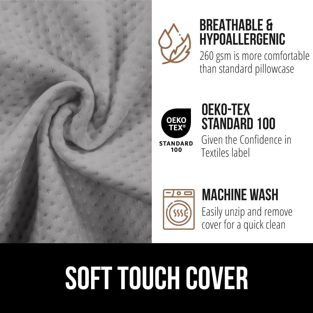 GORILLA GRIP Patented Bed Wedge Pillow for Headboard Gap, Filler Between Mattress Gaps, Comfortable Supportive High Density Cushioned Foam Pillows, Stay in Place Gripping Dots, Full Size Soft Gray