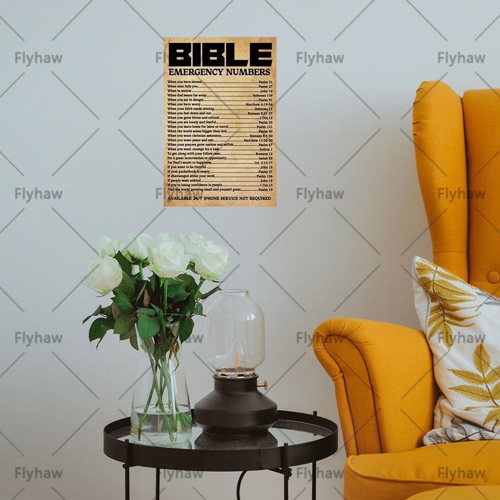 Bible Emergency Numbers Christian Wall Decor Metal Tin Sign Bible Inspirational Wall Art Tin Poster Christian Gift Bible Posters For Living Room Decor Office Decor Church or Room 8x12 Inch