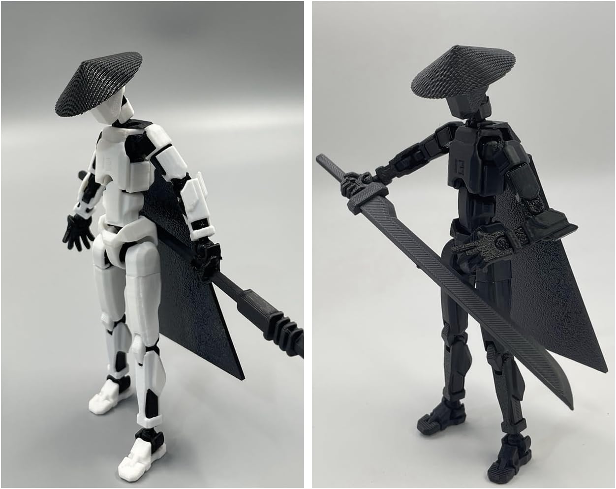 Titan 13 Action Figure Set (Assembly Completed), 3D Printed Multi-Jointed Movable T13 Lucky13 Dummy Mobile Robot, Nova 13 Action Figures Desktop Decorations for Game Lovers Toy (White/Black)