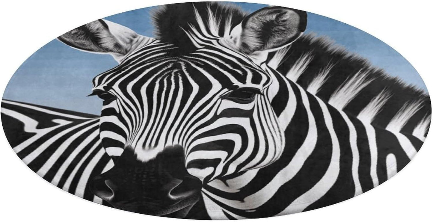 Zebra Circle Rug Retro Luxury Coral Velvet Floor Mat Non Slip Soft Indoor Floor Carpet Comfy Thickened Area Rugs Modern Aesthetic Minimalist Carpets for Home Decor