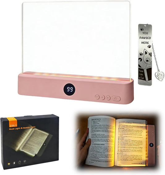 2026 LED Reading Light, Rechargeable Clear LED Flat Book Lights for Reading, 3 Colors & Brightness Adjustment & Timer, Eye Protection Lights for Bedtime Reading, Gifts for Book Lovers（with Bookmark）