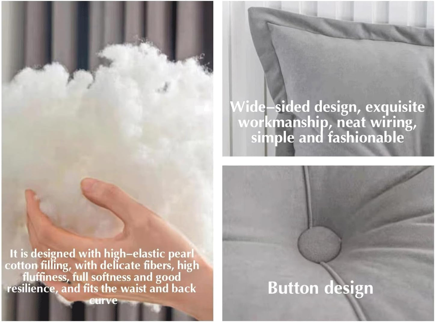 Large Pillow Headboard Tatami Combination Reading Cushion The Waist Lumbar Pad Sofa Pillow Cushion(Size:90cm /35.4in(1pc),Color:Grey)