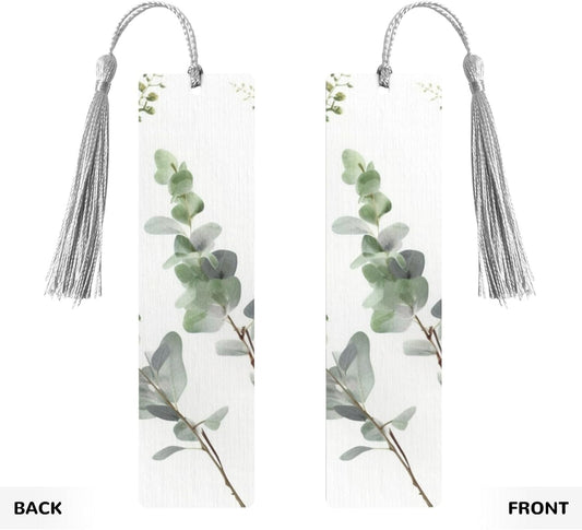 White Natural Greenery Twig Bookmarks with Tassels, Wood Bookmark for Women Men Handmade Book Mark for Book Lovers, Reading Page Markers Wood Tags Ornaments Birthday Teachers Gift