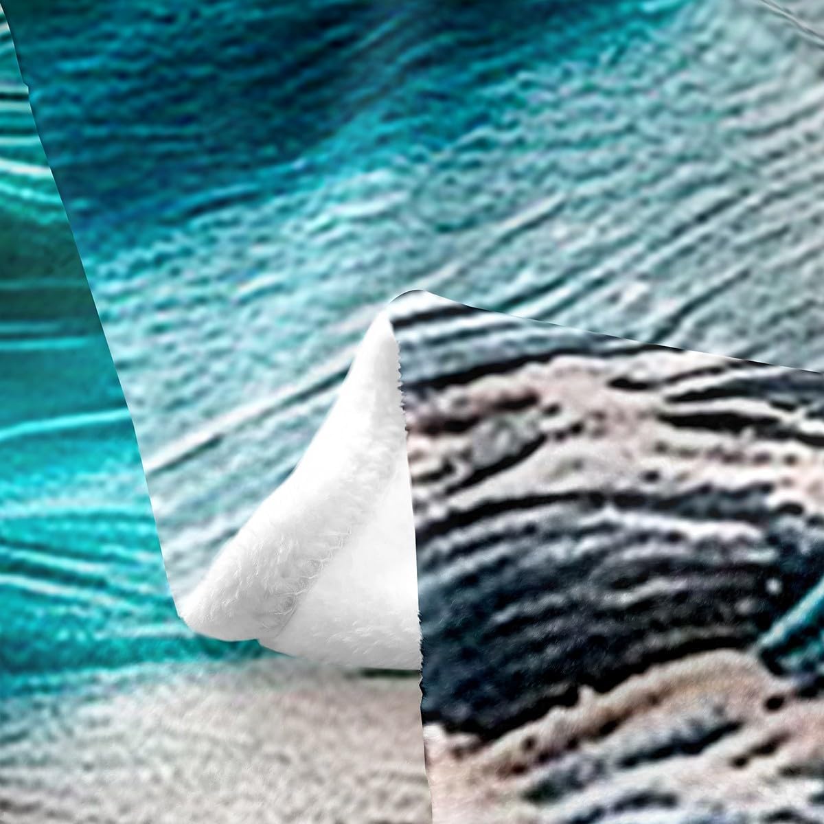 Erosebridal Ocean Waves Fleece Throw Blanket Queen 90"x90" - Ultra-Soft for Couch Sofa Bed,Hawaii Beach Style Flannel Blanket,Summer Nautical Theme Fuzzy Plush Throw,Natural Landscape Room Decor