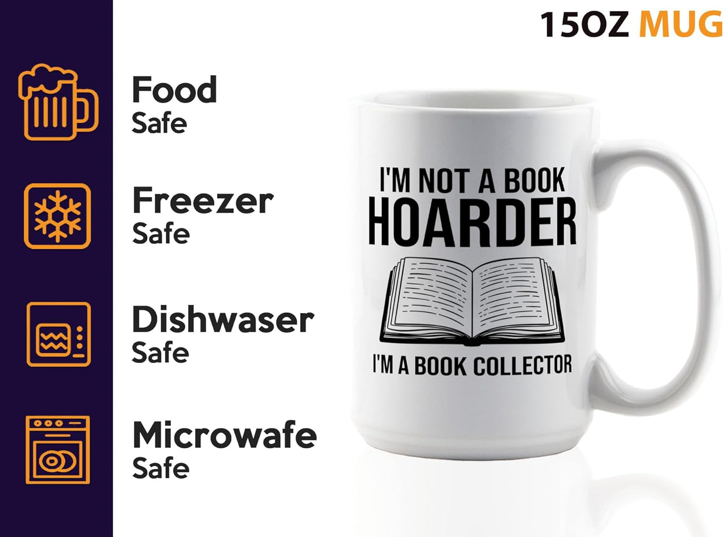 Book Lover Coffee Mug 15oz White -Im not a - Bookworm Literature Library Book Lover Reader Booked Editor Intellectual Studious