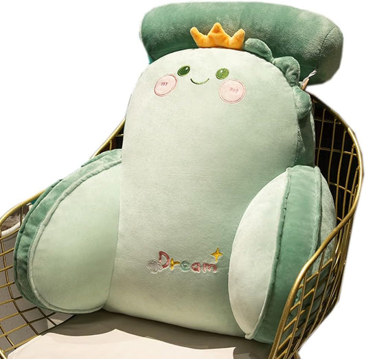 Cartoon Bed Backrest Pillow Office Lumbar Support Pillow Sleeping Reading Neck Support Pillow Sofa Headboard Pillow (Green, 65×55×20cm/25.59"×21.65"×7.87")