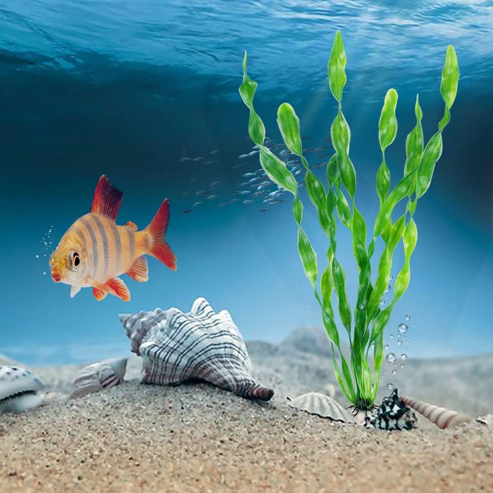 MyLifeUNIT Artificial Seaweed Water Plants for Aquarium, Plastic Fish Tank Plant Decorations 10 PCS (12 Inches Tall, Green)