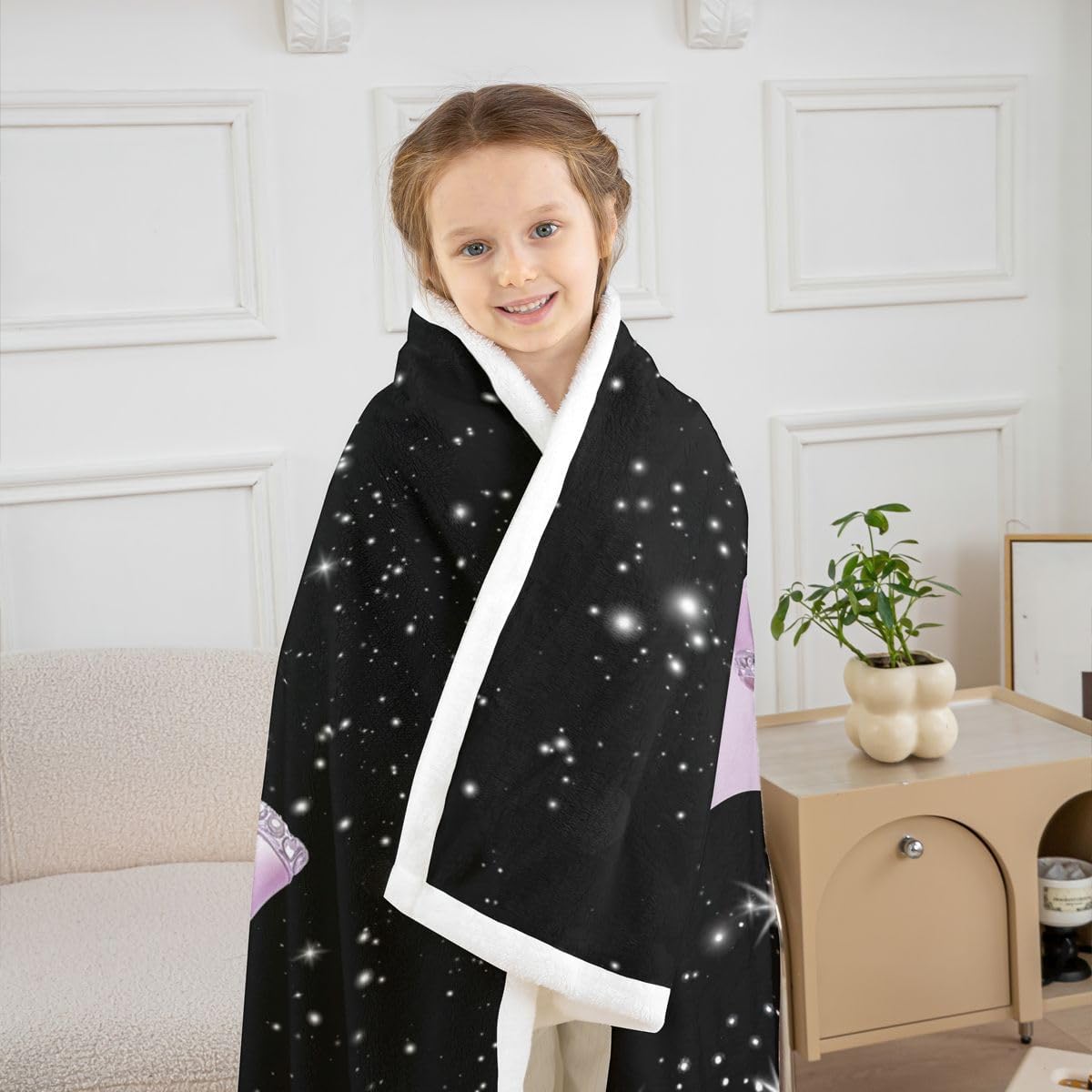 Feelyou Bow Throw Blanket Black Pink Soft Fleece Sherpa Cozy Fuzzy Plush Warm Glitter Fuzzy Plush Throw Pastel Baby 30"x40" Bow Knot Accent for Bed Couch Living Room