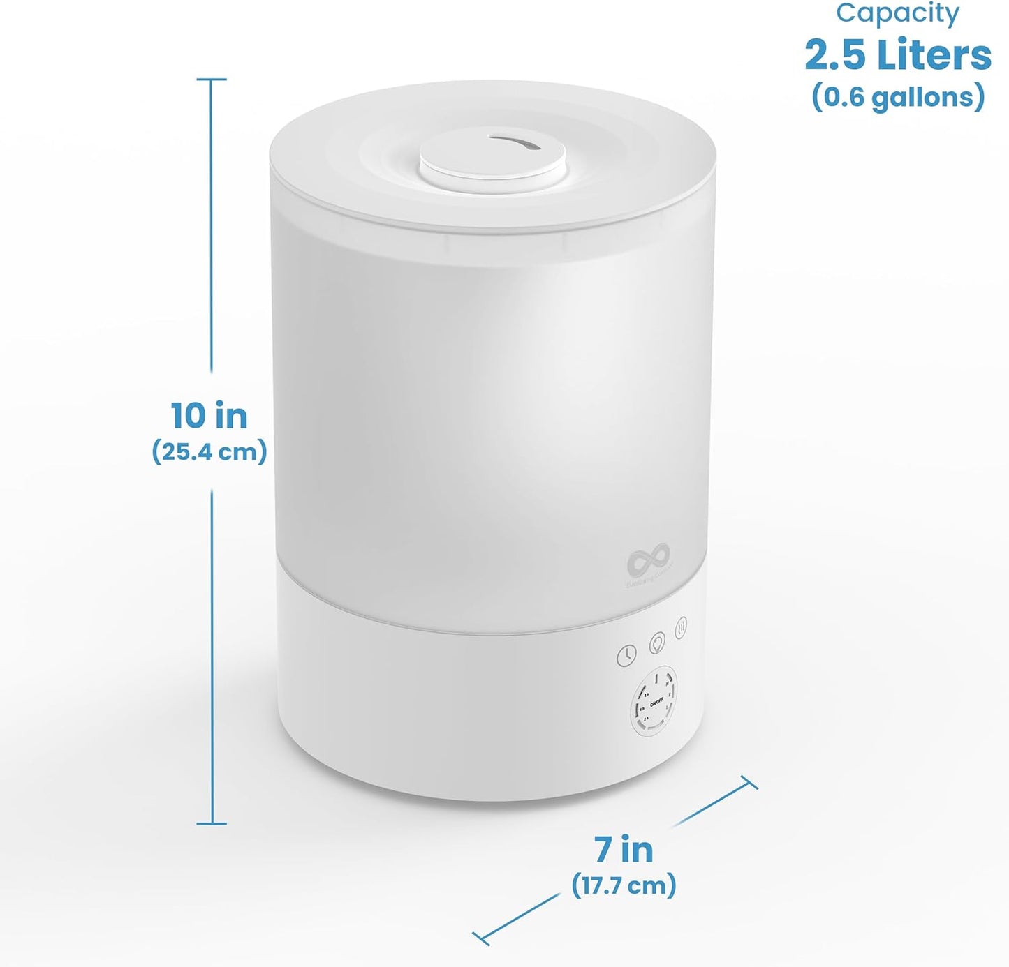 Everlasting Comfort 2.5L Top Fill Humidifier for Bedroom – Quiet, Easy to Fill & Clean, 24HR Runtime, Night Lights, Timer, Ultrasonic Cool Mist, Auto Shut-Off, Essential Oil Diffuser - White
