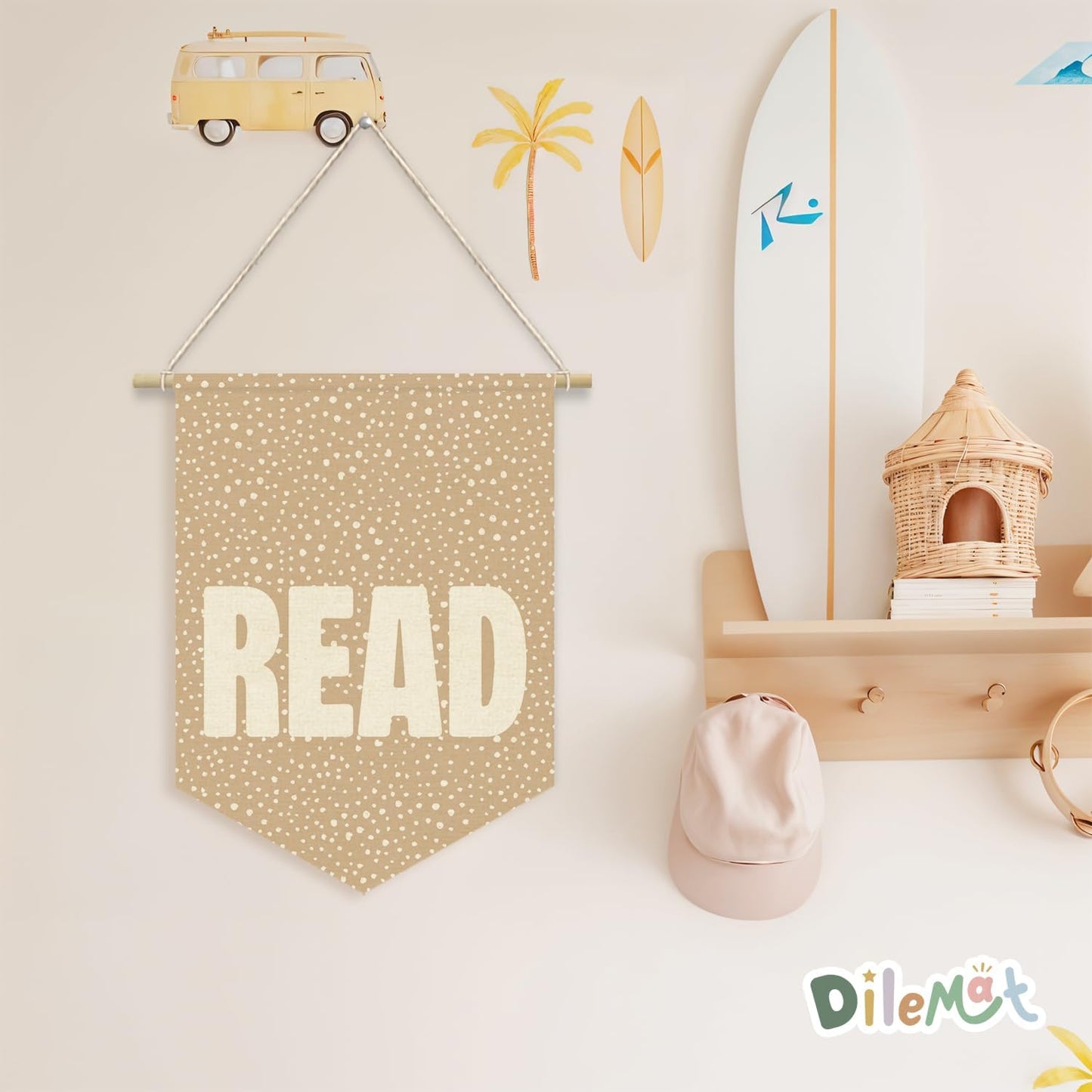 Bobo Classroom Decor Banner,Reading Nook Decor Kids Room Decor,Read Sign for Classroom Linen Pennant Banner,English Classroom Decor Wall Decor,Neutral Classroom Decor