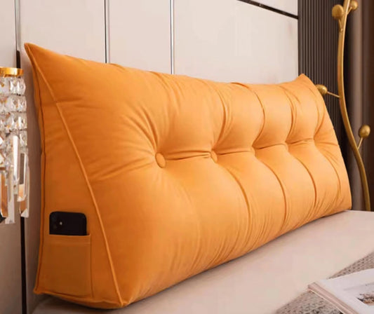 Headboard Pillow Large Bolster Triangular Wedge Pillows for Daybed Sofa Cushion Support Backrest Bed Rest Reading Pillow Lumbar Positioning Upholstered(Size:200x50x18cm,Color:Orange)