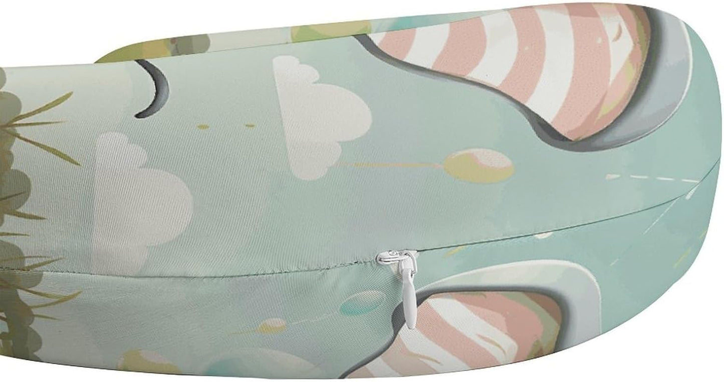 Lovely Elephant Neck Pillow Memory Foam U Shaped Pillows Portable Pillows for Shoulder Travel Head Support Pillow with Concealed Zipper for Airplane Car Home Office