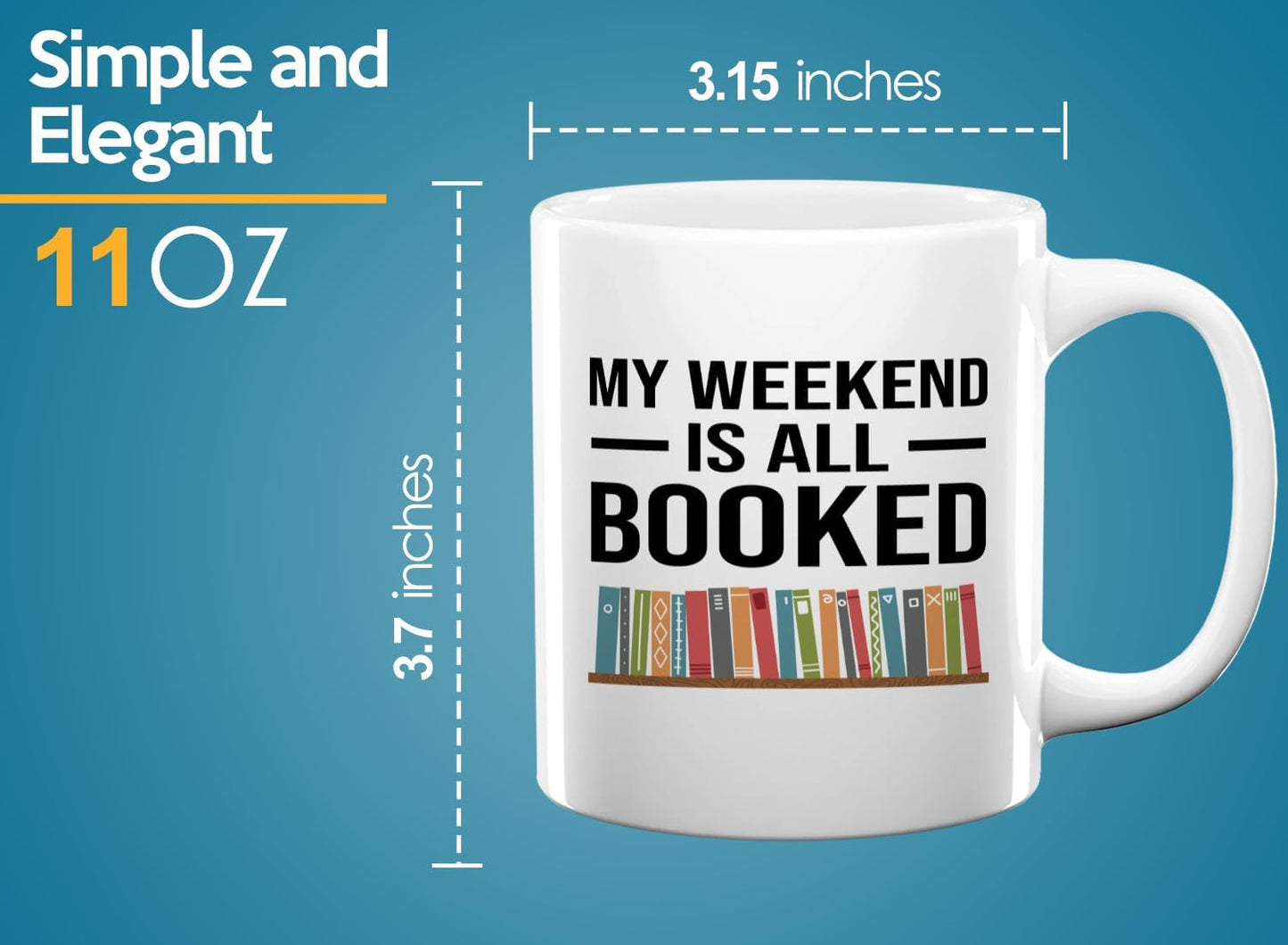 Book Lover Coffee Mug 11oz White -All Booked - Gift For Poets Bookish People Bibliophile Librarian Book Club Reader