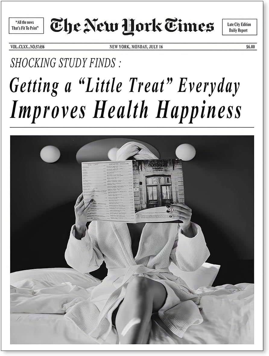 Black and White New York Newspaper Poster Trendy Newspaper Wall Art Trendy Humor Quotes Headline Print Feminist Wall Art Retro Wall Decor for Girl Dorm Bedroom 12x16 inch Unframed