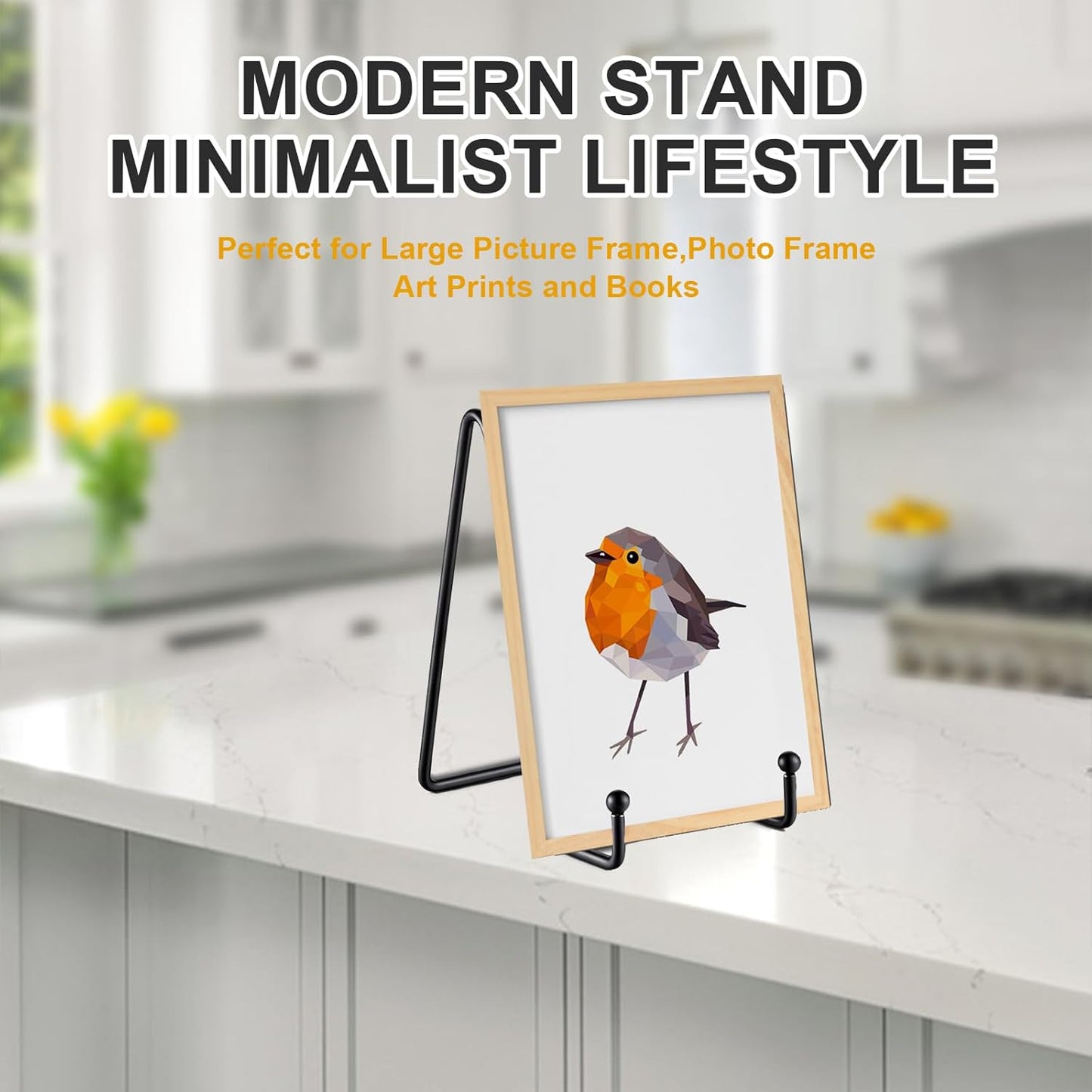 Pack of 3 large 8-inch metal square display board holders for displaying photo frame holders, decorative boards, books, photo holders, artwork