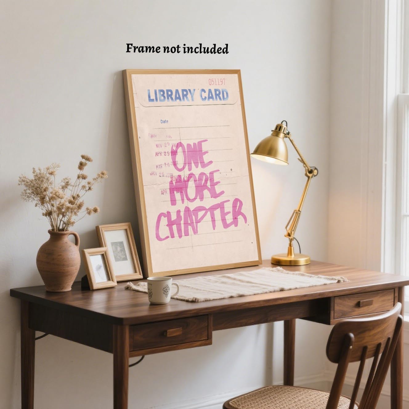 Ripiyome Pink Vintage Library Wall Art One More Chapter Quote Book Poster Trendy Bookish Decor Posters Retro Library Canvas Print for book lover Reading Nook Bedroom Wall Decor 12x16inch Unframed