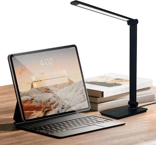 LUJOLUMIN LED Desk Lamp for Home Office, Bright Desk Light for Study, Dimmable Reading Lamp,700 Lumen, 3 Brightness Levels, Touch Control, LED Foldable Led Lamp for Kids
