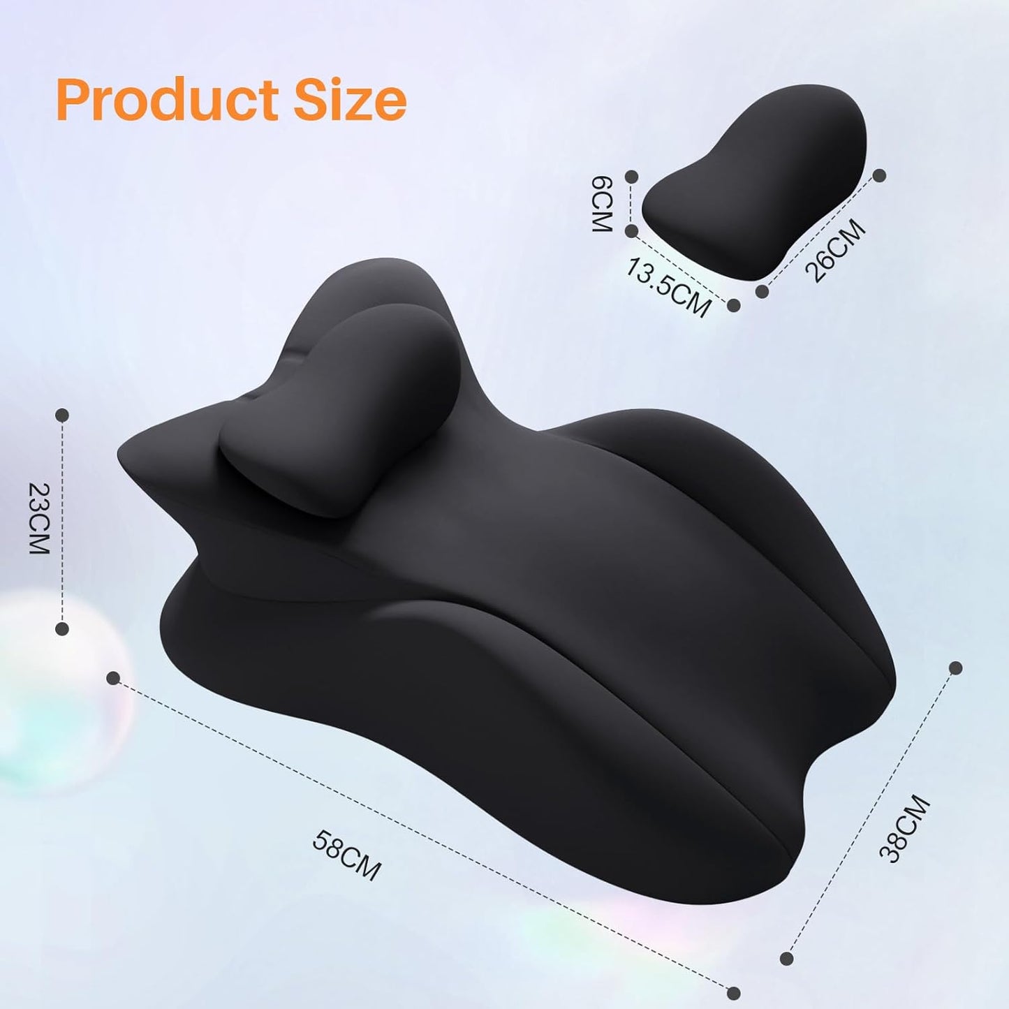 ele ELEOPTION Memory Foam Ergonomic Wedge Pillow Prone Reading Pillow for Bed Sofa Stomach Back and Neck Support Sitting Up with Removable Cover Leg Elevation for Sleeping and Relaxing Black