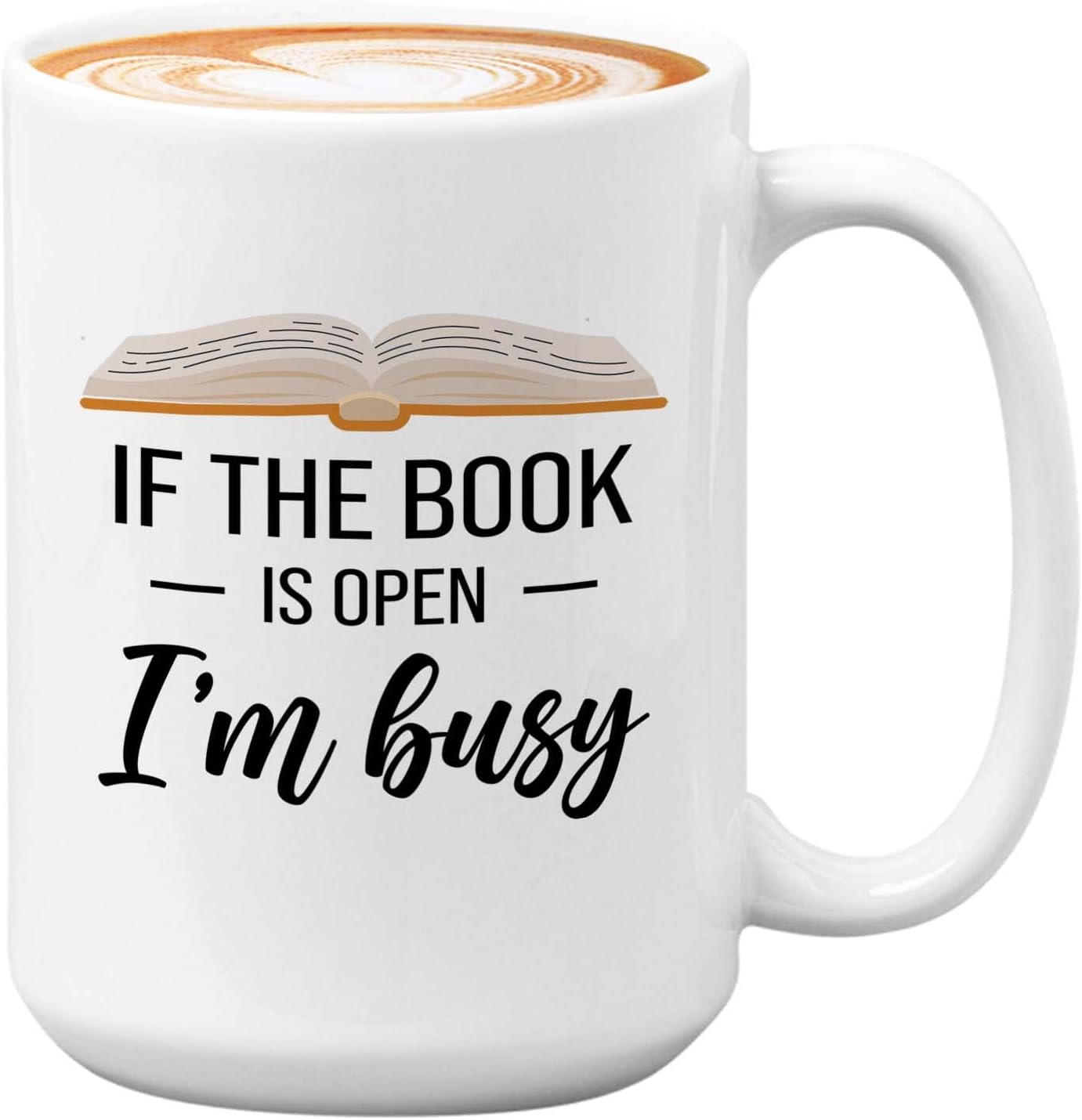 Bubble Hugs Book lovers Coffee Mug 15oz White - If Book Open - Author Writer Library Library Editor Introvert Lovers Cat Chill Relax Bookworm Reading