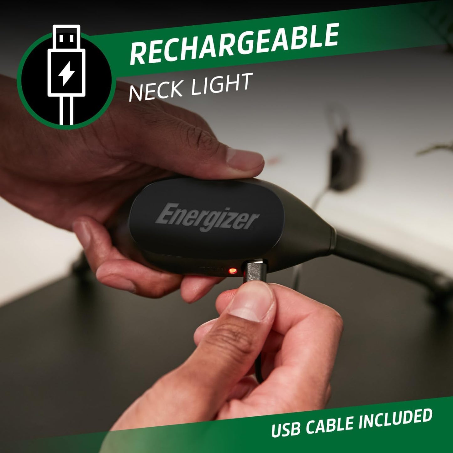 Energizer Rechargeable Neck Light, Portable LED Light for Reading and Hands-Free Uses, Neck Light with Adjustable Brightness, 100 Lumens, 5-Hour Runtime, Pack of 1