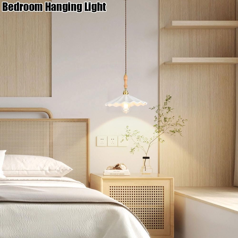 ZSJPDP Flush Mount Ceiling Lighting Fixtures,Japanese Minimalist Style Chandelier,Creative Lotus Leaf-Shaped Ceramic Hanging Lamp Lampshade,Study Bedroom Restaurant Decoration Pendant Light