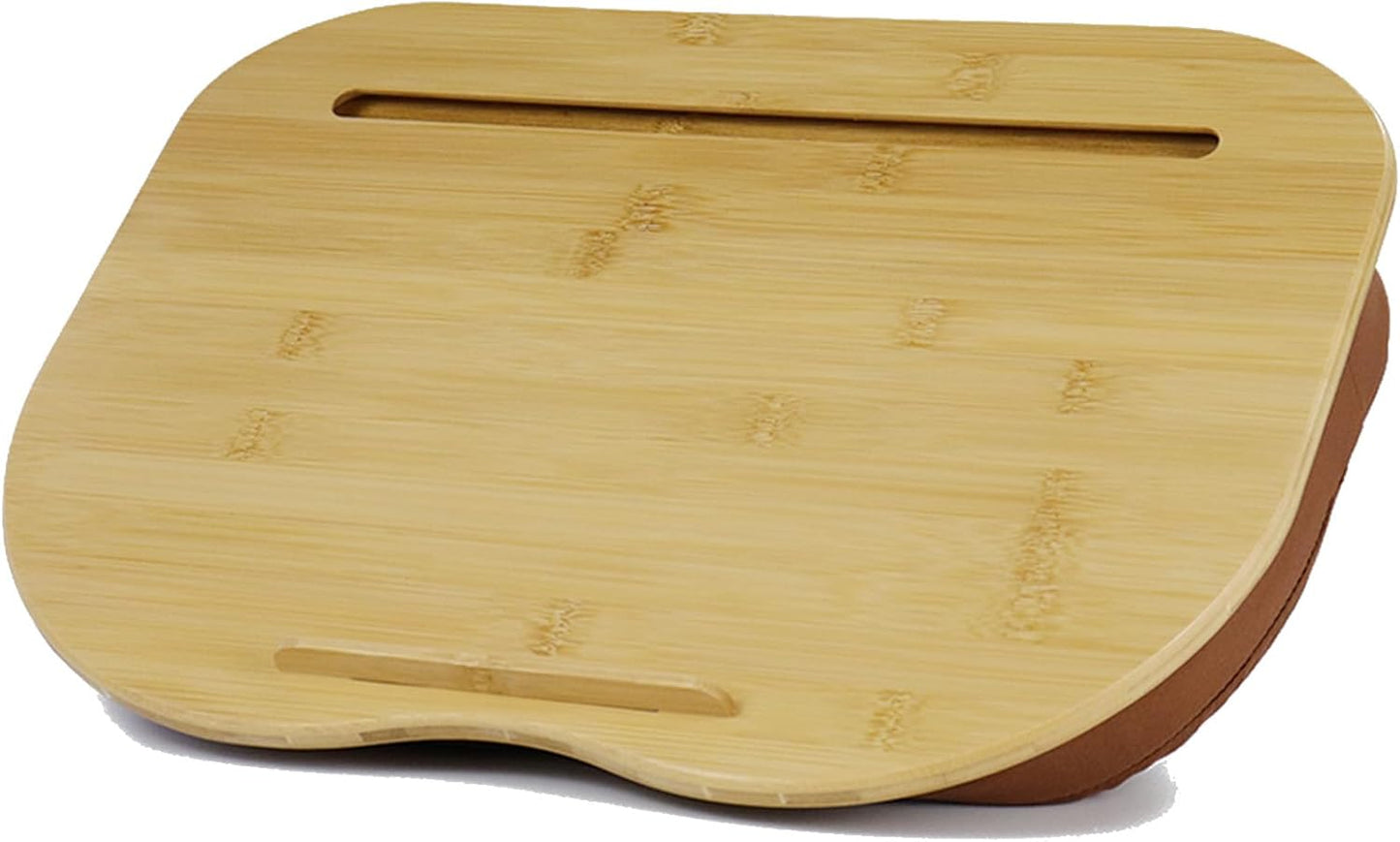 Lap Desk for Laptop with Cushion-Fits up to 15 inch, Bamboo Computer Laptop Stand with Phone Hoder, Anti-Slip Stopper