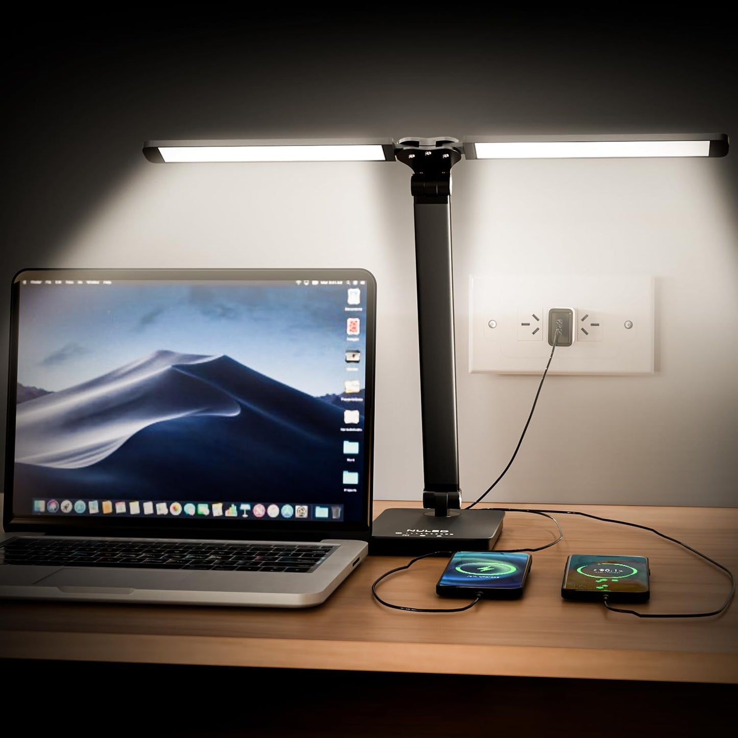 NUNET LED Desk Lamps for Home Office,Piano Lamp for Upright Piano,Rotatable Aluminum Desk Lamps with USB Charging Port,Eye-Caring Reading Light (Glossy Black)