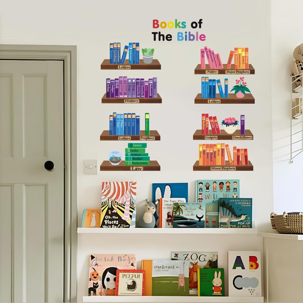 IARTTOP Book of Bible Wall Decor Sunday School Decorations for Christian Classroom Decor Book of The Bible Poster Wall Decal Bible Religious Wall Sticker for Door Bulletin Board Kids Room Decoration
