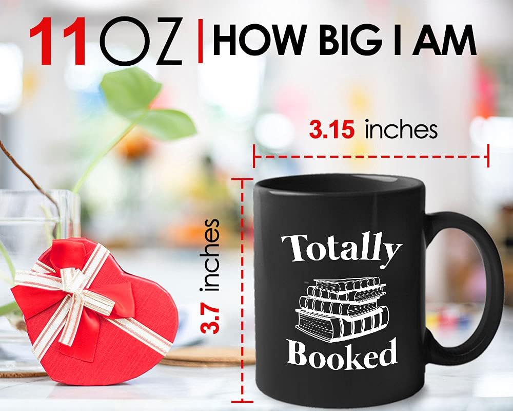 Bubble Hugs Book Lover Coffee Mug - Totally Booked - Bookworm Literature Library Novelist Writer Editor Reader Librarian Studious Bibliophile 11oz Black