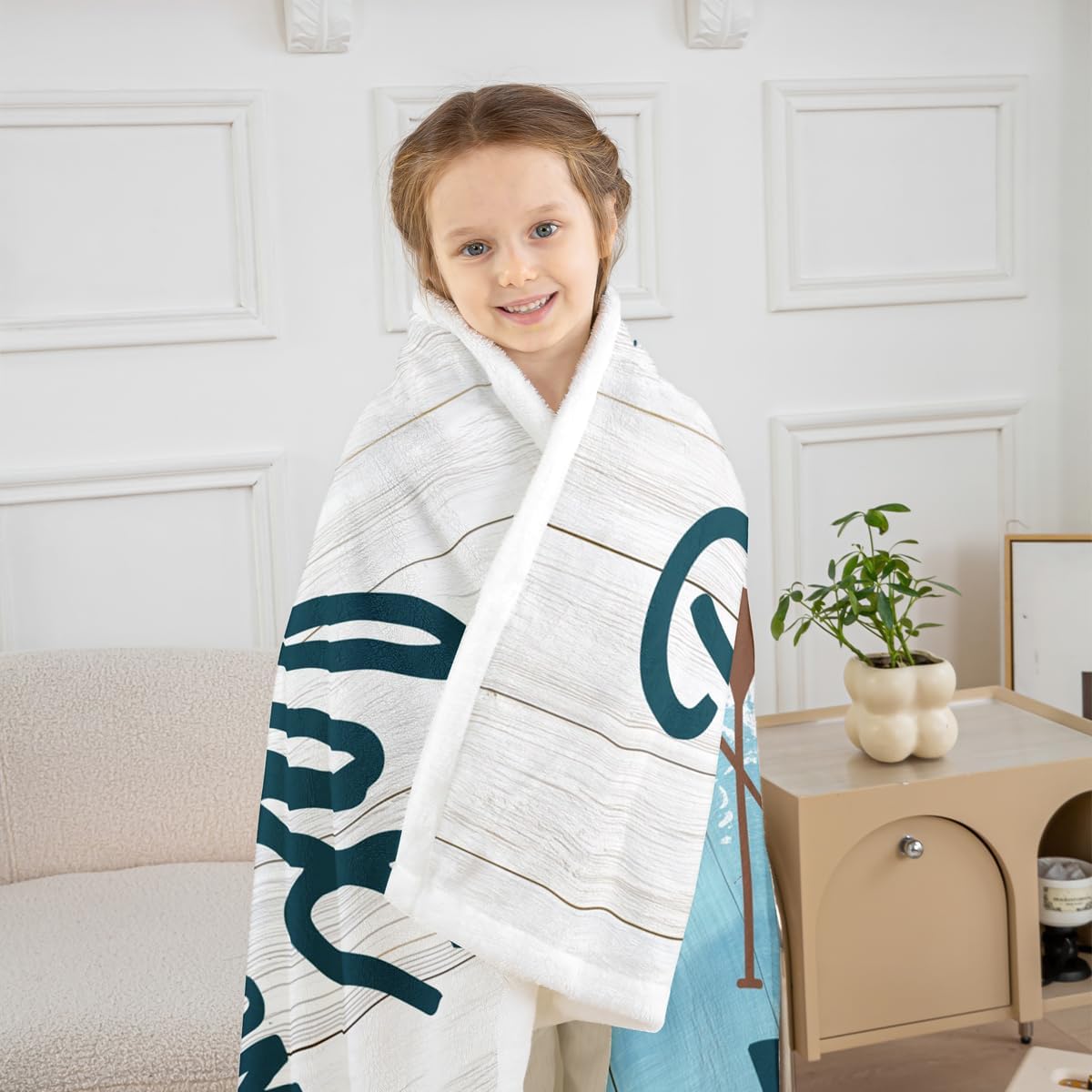 Lake Life Bed Blanket Kids Girls Vintage Wood Sherpa Blanket Soft Cozy Lightweight Outdoor Sport Plush Fleece The Lake Theme Blanket Gifts for Bed Chair Office Sofa(Throw 50"x60")