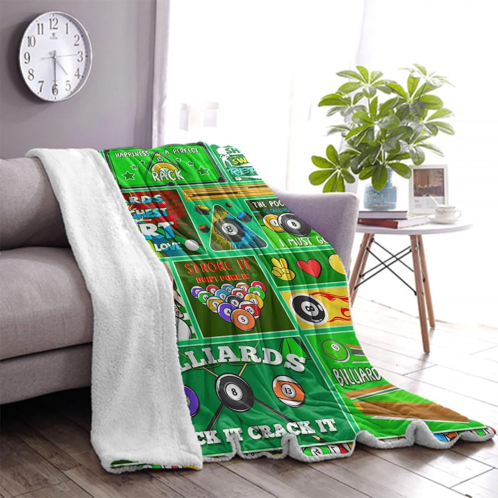 Billiards Gifts Blanket for Boys, Kids & Teens, Soft Warm 60"X50" Billiards Blanket for Bed, Sofa, Couch