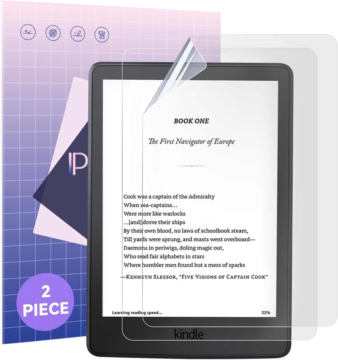 IPROKKO [2 Pack] Anti Blue Light Screen Protector for 6" Kindle 11th Gen 2024/2022 Protective Film, Eyes Friendly Easy Install Anti Glare Kindle Basic Tablet eBook Reader Screen Protector Compatible with Kobo Clara, Kobo Nia, PocketBook