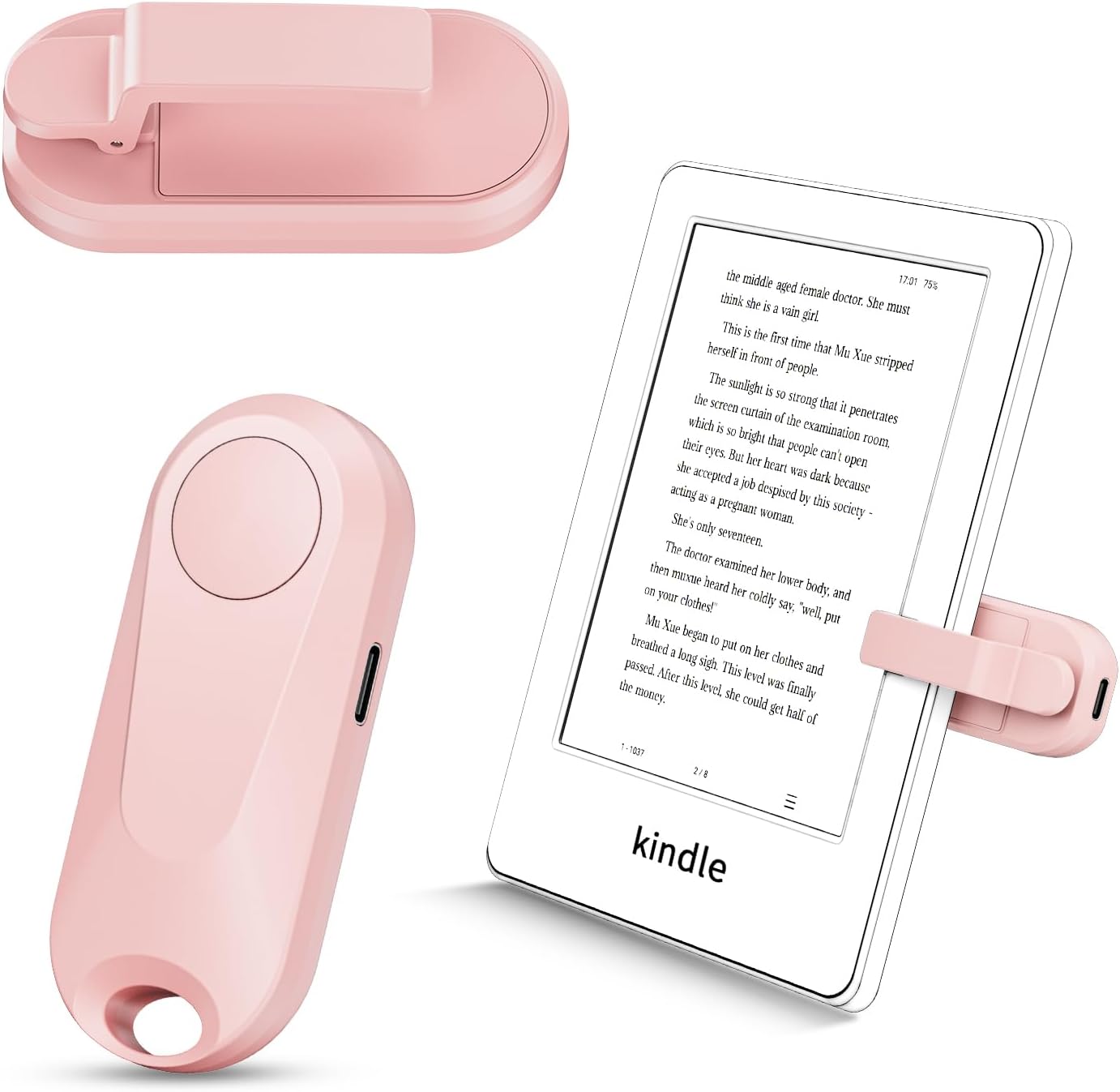 RF Remote Control Page Turner for Kindle Paperwhite Oasis eReaders Kobo,Camera Video Recording Remote Triggers, Page Turner for ipad Tablets Reading Novels Comics (Pink)