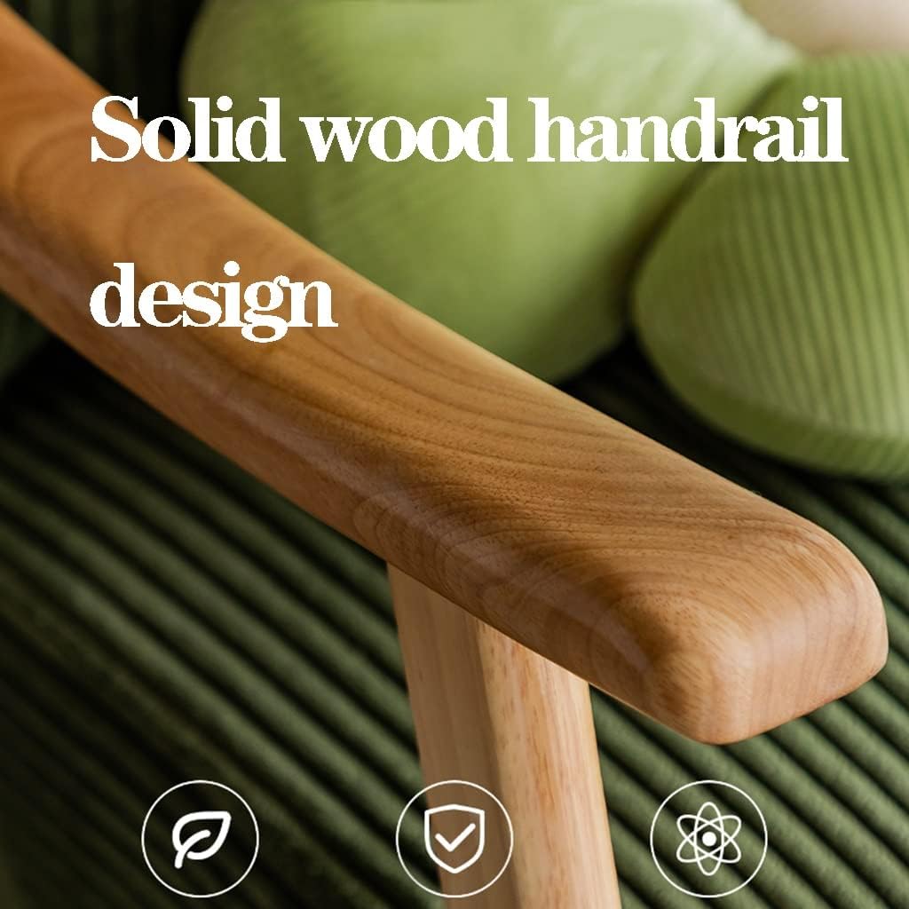 LSLYTQ Rocking Chair Wooden Glider Rocker Chair Nursing Chair Mid-Century Upholstered Fabric Rocking Armchair with Ottoman & Thick Padded Cushion for Living Room,Bedroom