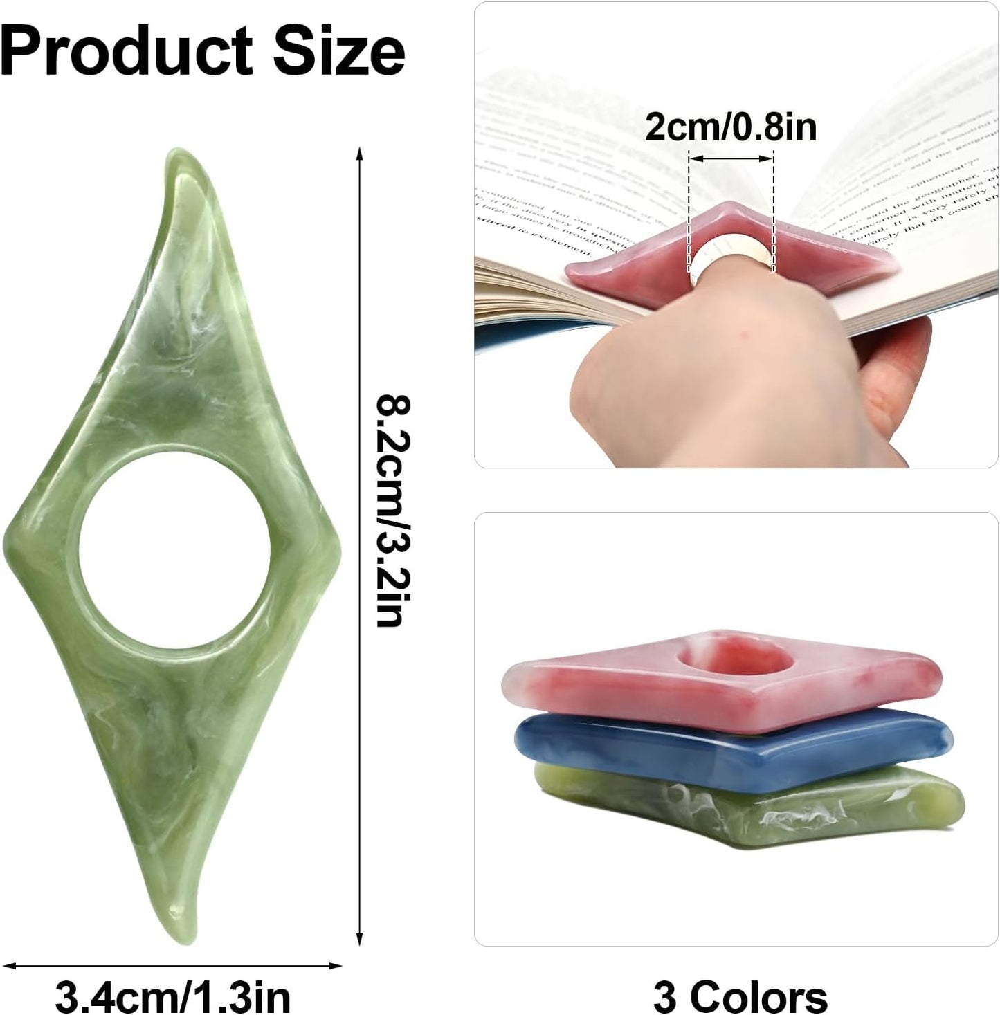 3 PCS Thumb Book Page Holder for Reading, Book Finger Opener Holder Thumb, Reading Accessories Gifts for Book Lovers Readers Women Teachers