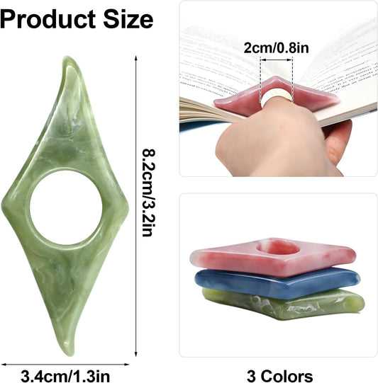 3 PCS Thumb Book Page Holder for Reading, Book Finger Opener Holder Thumb, Reading Accessories Gifts for Book Lovers Readers Women Teachers
