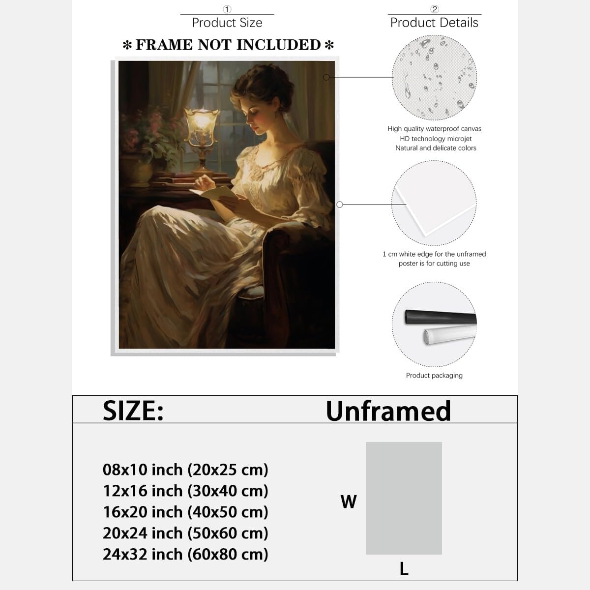 Heltrappe Retro Female Portrait Reading Poster Victorian Wall Art Dark Academia library wall decor Vintage Antique Print for Office Bedroom Living Room wall decor Unframed12x16inch