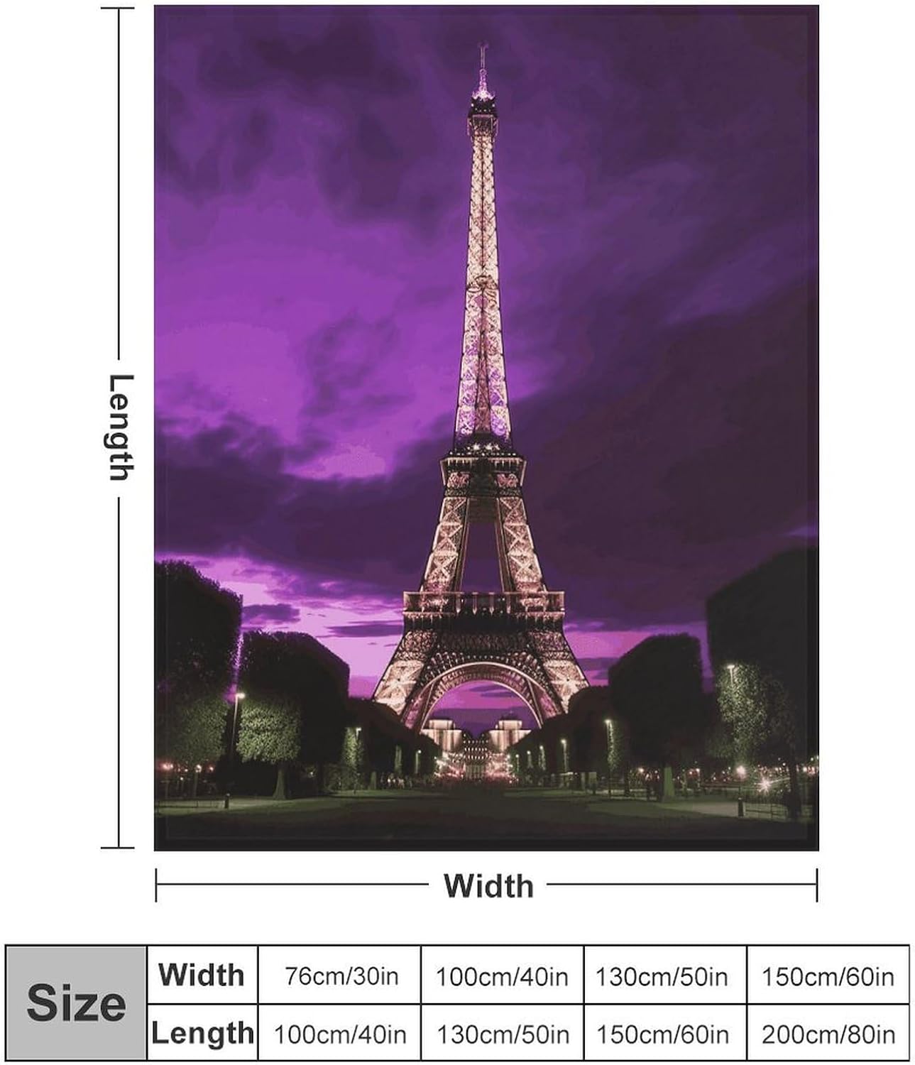 Purple Eiffel Tower Blanket Super Soft Lightweight Throw Blanket Cute Cozy Warm Bed Blanket Decorative Fuzzy Blanket All-Season Home Decor Gift for Sofa Couch Living Room 30"*40"（76 * 100cm）