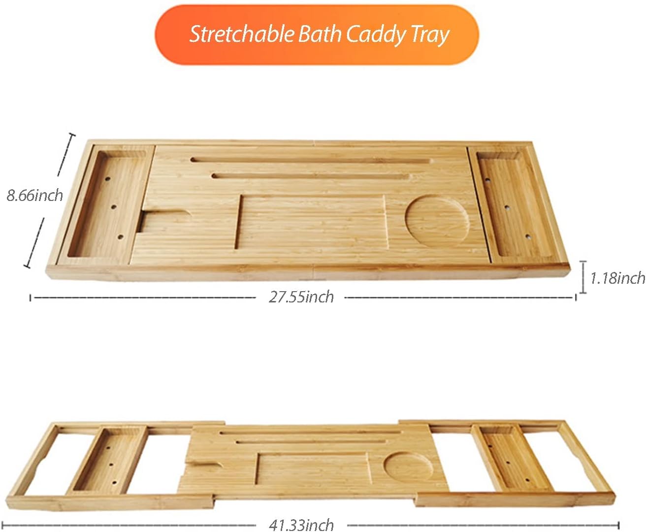 Extendable Bath Tray Bathtub Spa Tub Caddy Organizer Book Wine Tablet Holder Reading Rack Bathroom Accessories