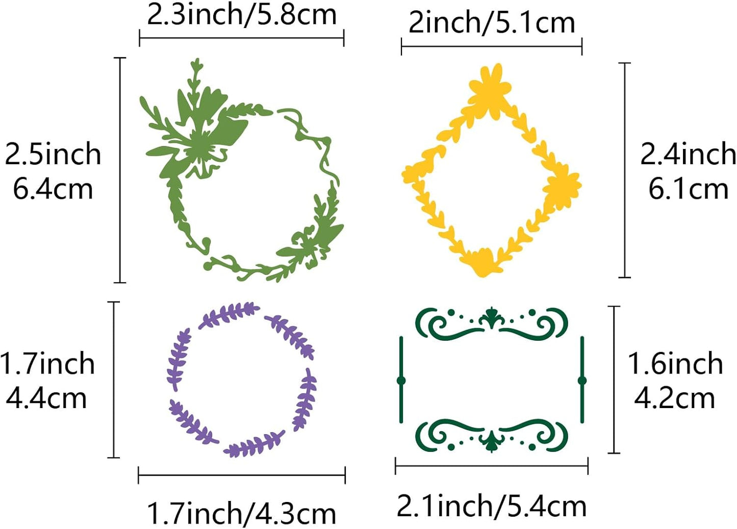 GORGECRAFT 6.3 x 6.3 Inch Wreath Stencil Reusable Flower Garland Decorative Metal Stencil Bookmark Stainless Steel Template for Scrapbooking Engraving Wood Burning Carving Pyrography Crafting